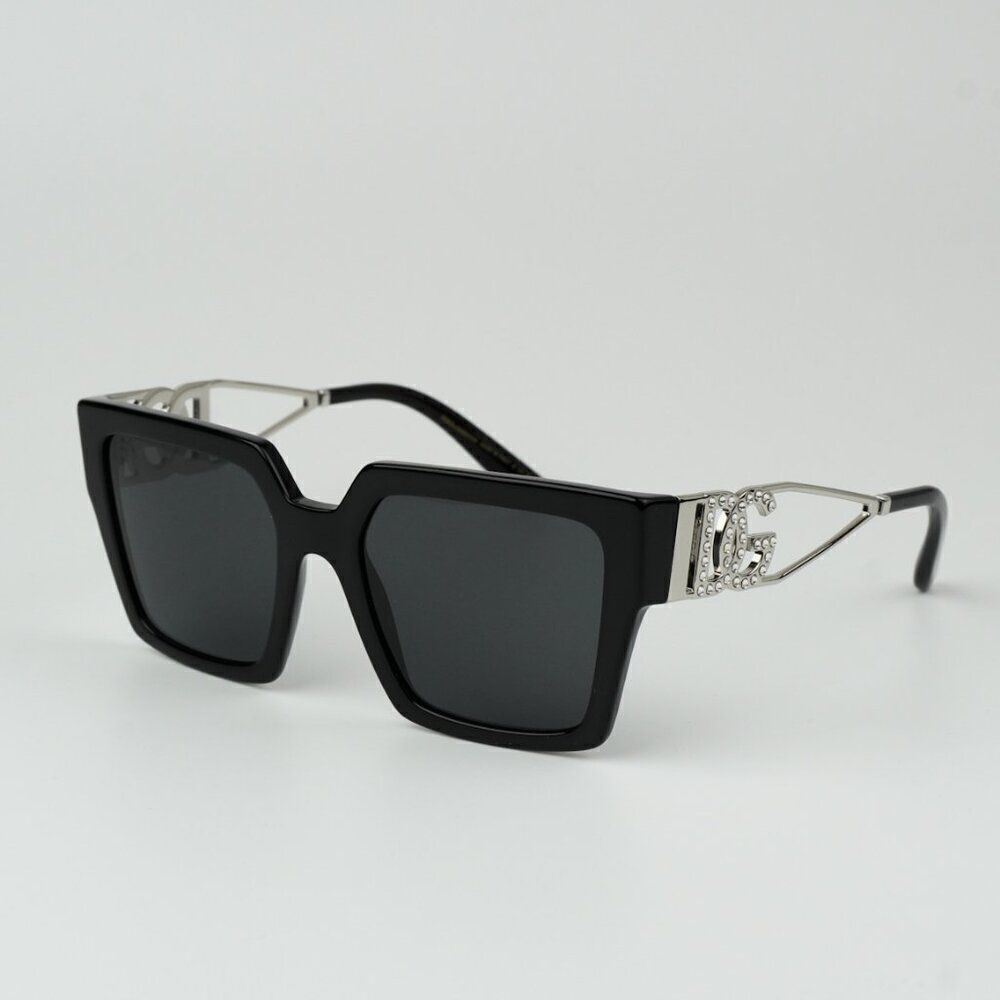 SALE! NEW D&G DG4446B 501/87  Black Silver Dark Gray Square Women Sunglasses